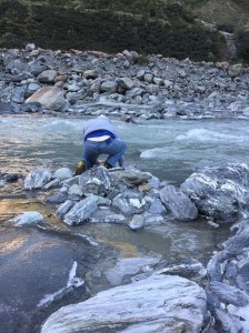 Keates filling up our water bottles with Glacier water